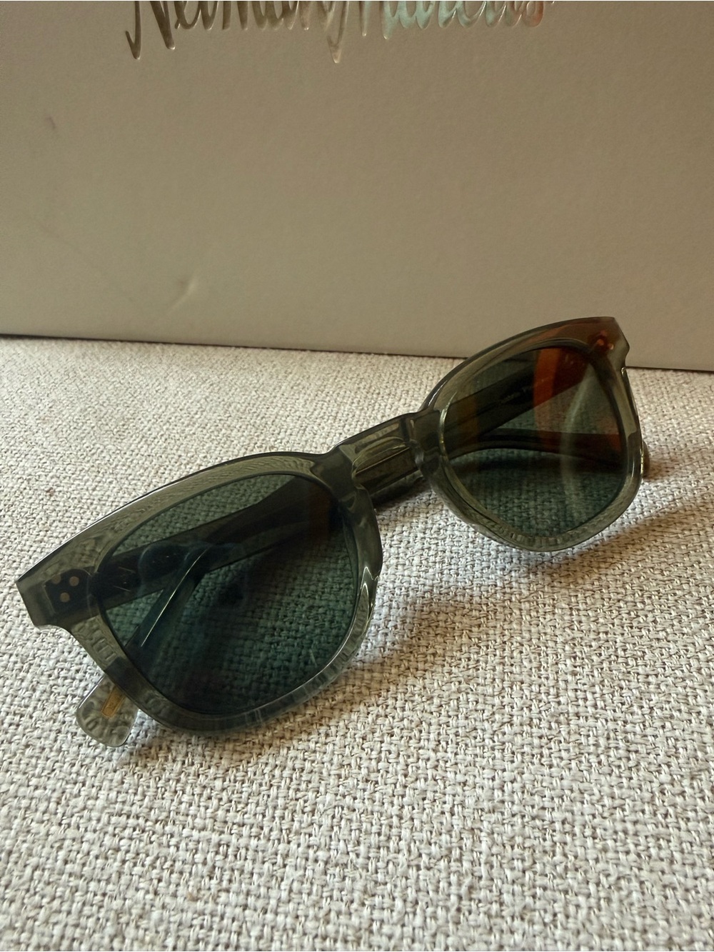 RAEN Transparent Olive Green Frame Sunglasses with Dark Green Lenses